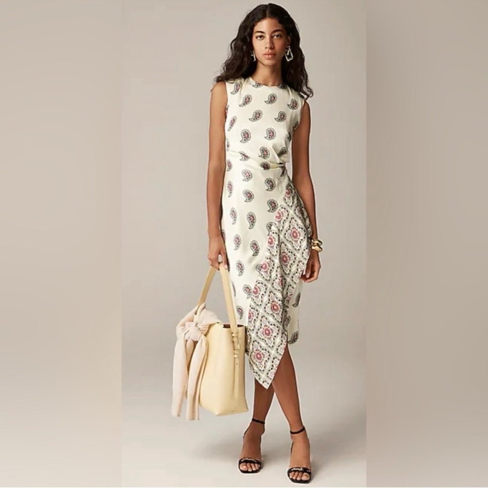 NWT J. Crew Faux-Wrap Midi Dress in Paisley